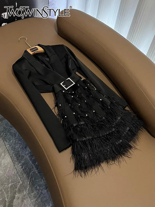 TWOTWINSTYLE Solid Temperament Dresses For Women
